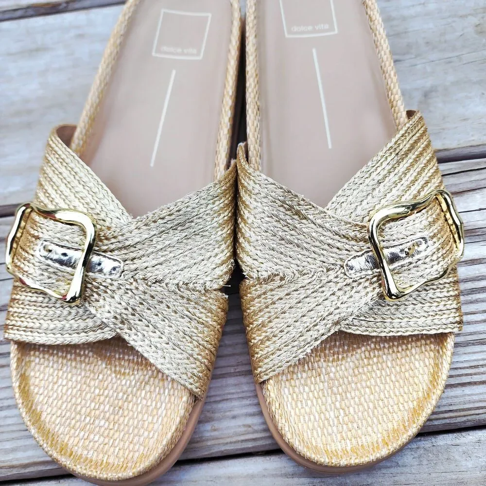 Dolce Vita Women's Sydnee Sandal Vanilla Gold Sz 10M